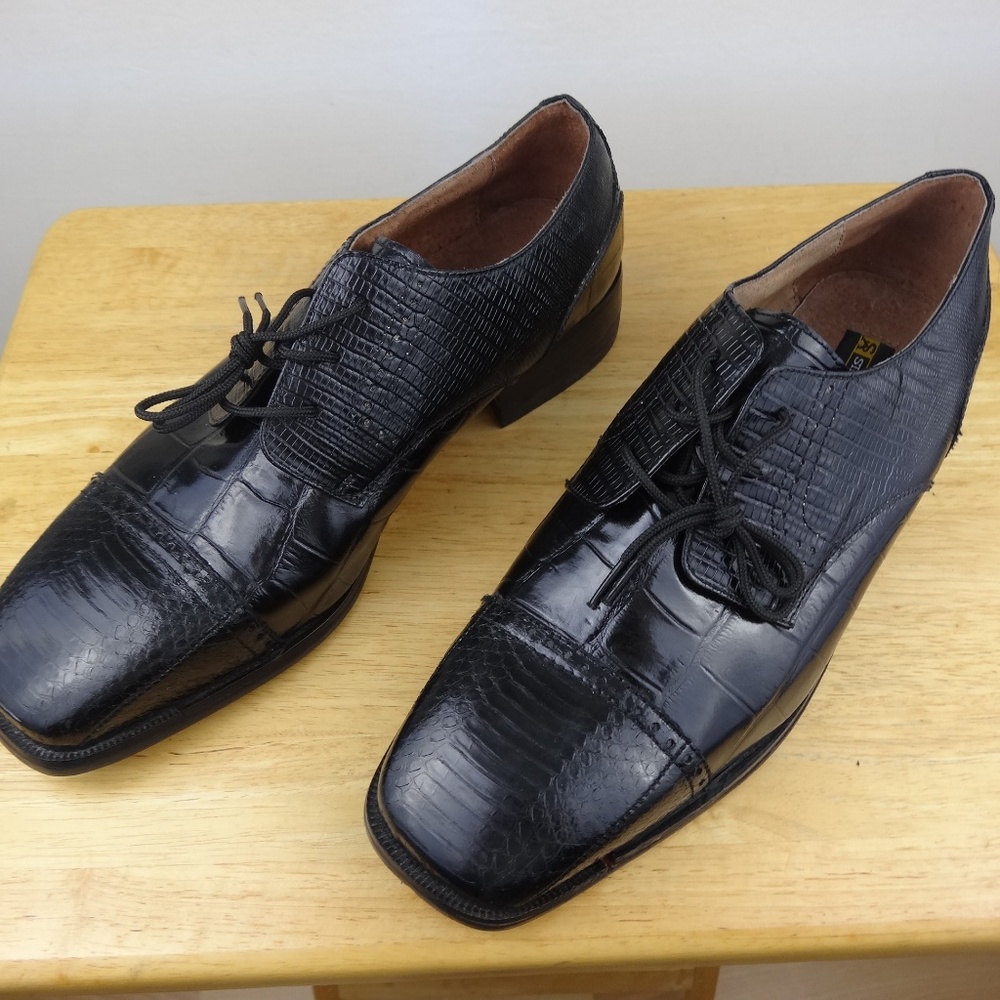 Stacy Adams Black Snake Skin and Leather Dress 11